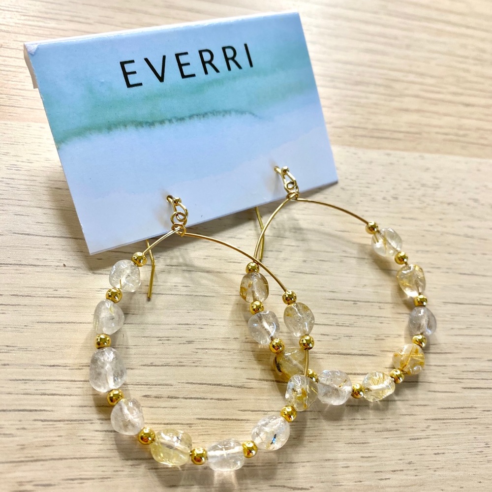 EVERRI - Semi Stone Hoop Drop Earring - Picture 2 of 3